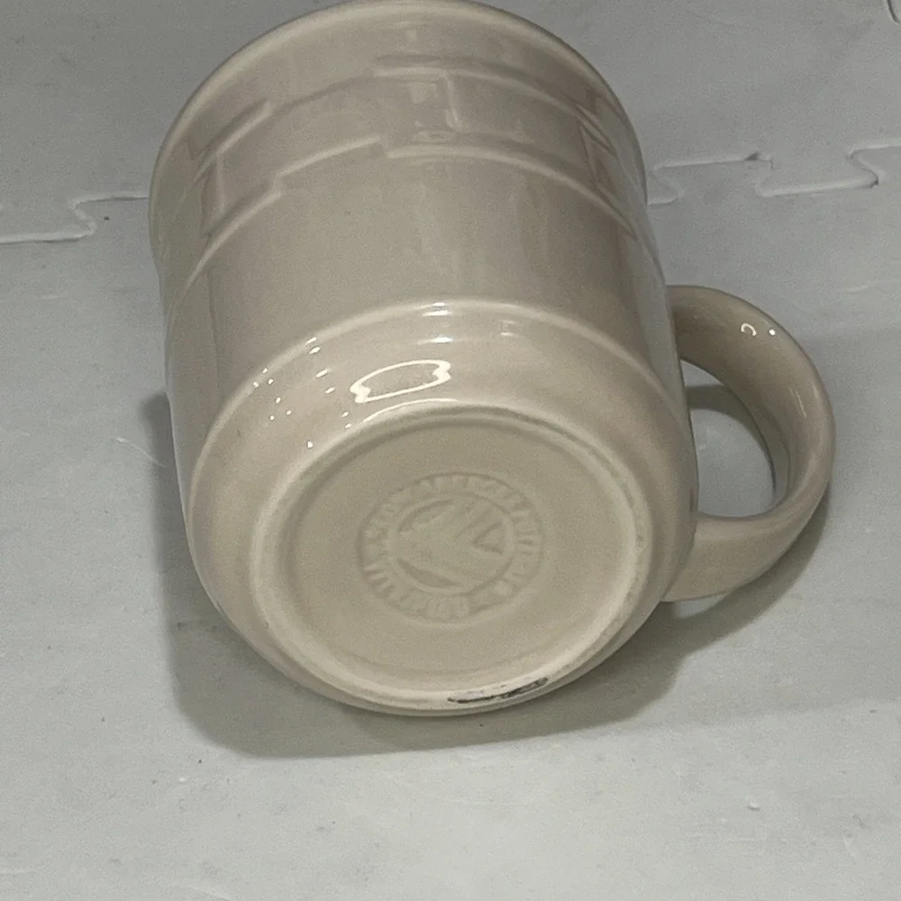 Longaberger Pottery Coffee Mugs Woven Traditions Set 2 USA Vintage Cream Green - Picture 9 of 12